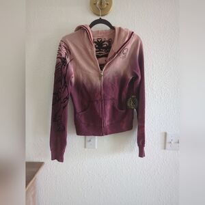 Key Closet Jacket Womens Hearts Studded Y2K Hoodie Tattoo Art Asian Tiger NEW